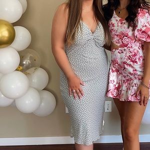 Abercrombie & Fitch Sage Green Polka Dot Midi Dress